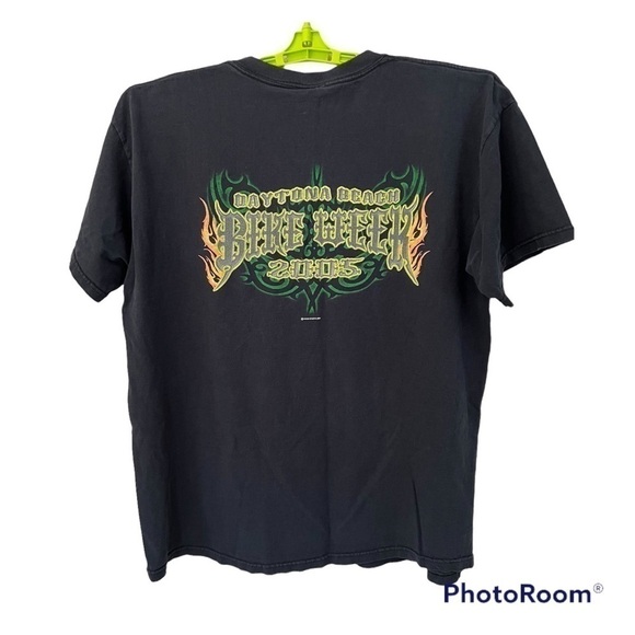 Vintage Daytona Beach Bike Week 2005 Black T Shirt, XL, Skulls Fire Tribal Marks - Picture 2 of 9